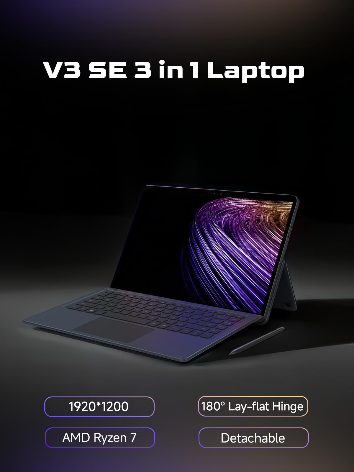 MINISFORUM V3 SE Tablet PC with Stylus 14 inch 3 in 1 AMD Ryzen 7